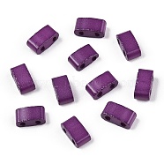 2-Hole Baking Paint Glass Seed Beads, Rectangle, Purple, 4.5~5.5x2x2~2.5mm, Hole: 0.5~0.8mm(SEED-S023-17B-32)