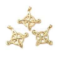 Rack Plating Brass Pendants, Lead Free & Cadmium Free, Long-Lasting Plated, Witch Knot Charm, Real 18K Gold Plated, 30x30x2.5mm, Hole: 4x3.5mm(KK-O142-13G)