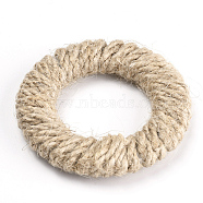 ABS Plastic Linking Rings, with Jute Twine, Ring, Wheat, 48x7mm(WOVE-S111-03)