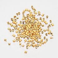 Golden Plated Brass Tube Crimp Beads, Cadmium Free & Lead Free, about 2mm wide, 2mm long, Hole: 1.5mm, about 900pcs/10g(X-E003-G)