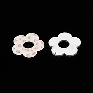 Flower Theme Printed Acrylic Pendants, Floral White, 33.5x33.5x2mm, Hole: 1.6mm(OACR-T028-06G)