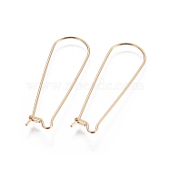 304 Stainless Steel Hoop Earring Finding, Kidney Ear Wire, Golden, 21 Gauge, 39x12.5mm, Pin: 0.7mm(X-STAS-E464-05G)