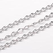 304 Stainless Steel Curb Chains, Soldered, Twisted Chains, for Jewelry Making, Stainless Steel Color, 4x2x0.4mm(CHS-K004-16P-0.4mm)