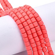 Handmade Polymer Clay Bead Strands, Column, Deep Pink, 6.5x6mm, Hole: 1.2mm, about 61pcs/strand, 15.75 inch(40cm)(CLAY-ZX006-01F)