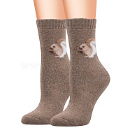 Wool Knitting Socks, Winter Warm Thermal Socks, Squirrel Pattern, Tan, 250x70mm(COHT-PW0002-63D)