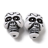 Opaque Acrylic Beads, Skull, Black, 35x26x21.5mm, Hole: 3.7mm, about 48pcs/500g(OACR-C016-14B)