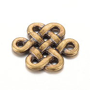 Tibetan Style Alloy Chandelier Components Links, Chinese Knot, Cadmium Free & Nickel Free & Lead Free, Antique Bronze, 17x14x2mm, Hole: 1.5mm(X-TIBE-Q064-28AB-NR)