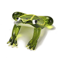 Handmade Lampwork 3D Animal Ornaments, for Home Office Desktop Decoration, Frog, 54x41x23mm(LAMP-H064-01D)