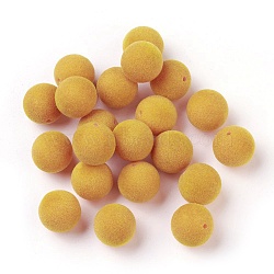 Flocky Acrylic Beads, Half Drilled, Round, Goldenrod, 16mm, Hole: 1.6mm(X-OACR-I001-16mm-L10)