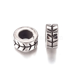 304 Stainless Steel European Beads, Large Hole Beads, Rondelle, Antique Silver, 10.5x5.2mm, Hole: 5.5mm(STAS-M274-048AS)