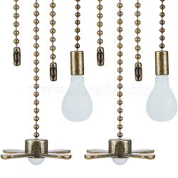 Alloy Ceiling Fan Pull Chain Extenders, with Glass Findings, Fan/Bulb, Antique Bronze, 324~340mm, 2pcs/set(FIND-WH0290-21AB)