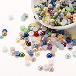 ABS Plastic Cabochons, Imitation Pearl, Half Round, Mixed Color, 6x3mm, about 5000pcs/bag(OACR-S012-6mm-M)