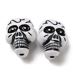 Opaque Acrylic Beads, Skull, Black, 35x26x21.5mm, Hole: 3.7mm, about 48pcs/500g(OACR-C016-14B)