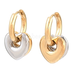 304 Stainless Steel Huggie Hoop Earrings for Women, Heart, Golden & Stainless Steel Color, 21mm, Heart: 12x12x3mm(EJEW-F420-01GP)