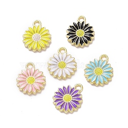 Alloy Enamel Pendants, Daisy, Mixed Color, Mixed Color, 16x13x2mm, Hole: 2mm(X-ENAM-A139-05G)