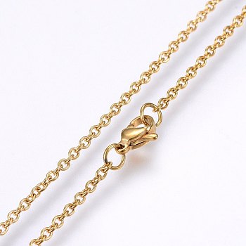 304 Stainless Steel Cable Chains Necklaces, with Lobster Claw Clasps, Golden, 17.7 inch(45cm), 2x0.5mm