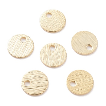 Brass Charms, Flat Round, Real 24K Gold Plated, 6x0.5mm, Hole: 1.2mm