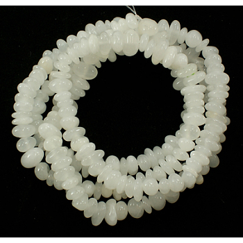 Natural Jade Beads, White, about 7~10mm wide, 8~12mm long, hole: 1mm, about 160pcs/strand, 34 inch