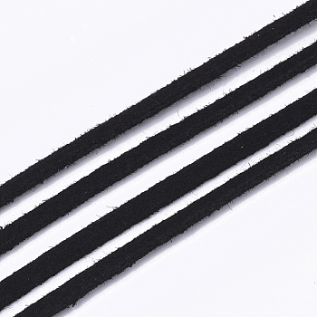 Faux Suede Cord, Faux Suede Lace, Black, 2.5~2.8x1.5mm, about 1.09 yards(1m)/strand
