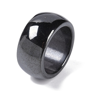 Magnetic Synthetic Hematite Finger Ring, Wide Band Rings for Men Women, 10mm, Inner Diameter: 16.6mm