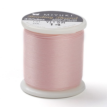MIYUKI Beading Nylon Thread B, 330 DTEX/0.203mm/0.008", for Seed Beads, #14, Pink, 0.16mm, 55 yards(50 meters)/roll
