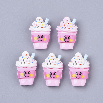 Resin Decoden Cabochons, Ice Cream, Imitation Food Style, Pink, 22x14x7mm