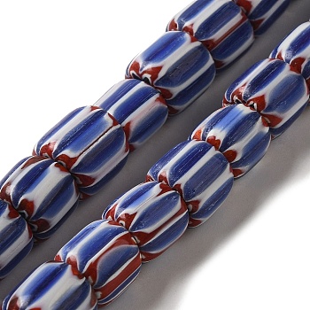 Handmade Lampwork Beads, Column, Royal Blue, 10~13x11~13mm, Hole: 2mm, about 54~56pcs/strand, 13.39~14.17''(34~36cm)