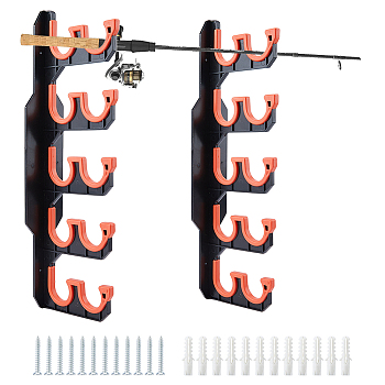 1 Bag Plastic Wall-mounted Fishing Rod Holders, Orange Red, 360x62x107mm