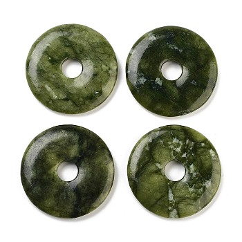 Natural Southern Jade Pendants, Donut/Pi Disc Charms, 50x7.5mm, Hole: 10.5mm