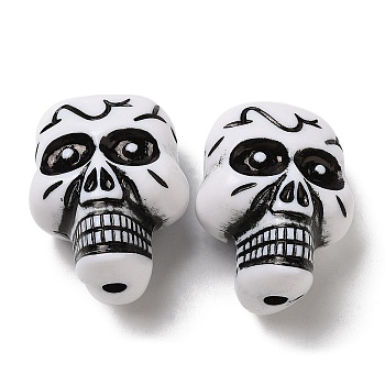 Opaque Acrylic Beads, Skull, Black, 35x26x21.5mm, Hole: 3.7mm, about 48pcs/500g