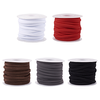 25m 5 Colors Soft Nylon Cord, Flat, Mixed Color, 5x3mm, 5m/color