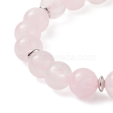 Naturelle quartz rose de perle bracelets extensibles(BJEW-TA00228)-3