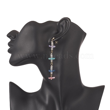 Natural Quartz Crystal & Glass Butterfly Beaded Dangle Stud Earrings(EJEW-JE05197)-4