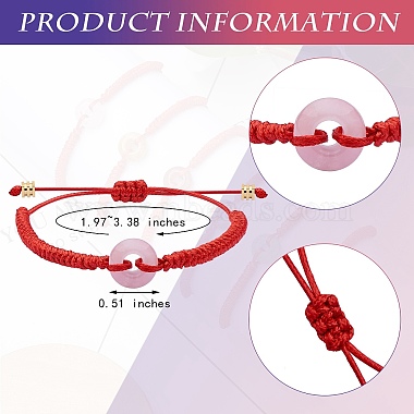 bracelet de perles tressées en donut de quartz rose naturel(BJEW-SW00047-02)-7