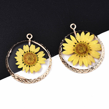 Transparent Clear Epoxy Resin & Dried Flower Pendants(X-RESI-S383-076A-A02)-3