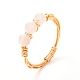 Copper Wire Wrapped Natural Rose Quartz Braided Bead Rings for Women(RJEW-JR00393-01)-1