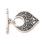Brass Toggle Clasps, Teardrop, Cadmium Free & Lead Free, Antique Silver, Bar: 24x5x4mm, Ring: 23.5x20x2mm(KK-CJC6001-01A-AS-RS)