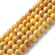 Natural Imperial Jasper Beads Strands, Dyed, Round, Gold, 8~8.5mm, Hole: 1~1.2mm, about 47~48pcs/strand, 15.16 inch(38.5cm)(G-I122-8mm-23)