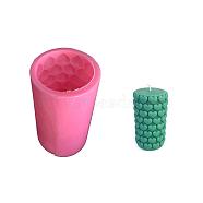 Valentine's Day 3D Embossed Love Heart Pillar Candle Molds, Scented Candle Cylinder Making Molds, Silicone Molds for DIY Aromatherapy Candles, Pearl Pink, 12.3x7.2cm, Inner Diameter: 6.2cm(SIMO-H015-01)