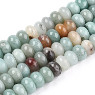 Natural Flower Amazonite Bead Strands, Rondelle, 8x5mm, Hole: 1mm, about 75pcs/strand, 14.9 inch(G-R408-5x8-04)