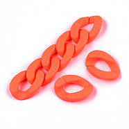Opaque Spray Painted Acrylic Linking Rings, Fluorescence, Quick Link Connectors, for Curb Chains Making, Unwelded, Twist, Orange, 29x20.5x6mm, Inner Diameter: 8x16mm(OACR-R249-03C)