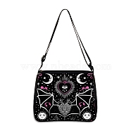 Polyester Bag, Gothic Style Adjustable Shoulder Bag for Wiccan Lovers, Bat, 30x25cm(PW-WG80057-02)