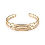 Rack Plating Brass Cubic Zirconia Cuff Bangles for Women, Long-Lasting Plated, Cadmium Free & Lead Free, Real 18K Gold Plated, Inner Diameter: 2-1/4 inch(5.75cm)(BJEW-E071-29G)