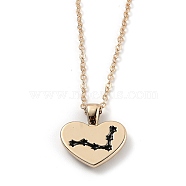 Golden Plated Heart with Constellation/Zodiac Sign Alloy Enamel Pendant Necklaces, Black, Pisces, 17.2~17.63 inch(43.7~44.8cm)(NJEW-H214-A09-G)