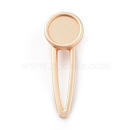 Zinc Alloy Alligator Hair Clip Findings, Cabochon Settings, For DIY Epoxy Resin, DIY Hair Accessories Making, Flat Round, Matte Light Gold, 70x25x14mm, Tray: 20mm(X-PALLOY-E564-35MKCG)