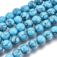 Synthetic Turquoise Beads Strands, Round, Dyed, Dark Turquoise, 8mm, Hole: 1mm, about 48pcs/strand, 14.5 inch(Z0NDC013-1)