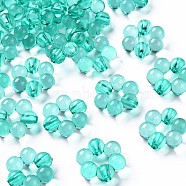 Transparent Acrylic Bead Frames, Flower, Turquoise, 16.5x15.5x6mm, Hole: 2mm, about 674pcs/500g(TACR-S153-01A-68)