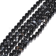 Natural Striped Agate/Banded Agate Beads Strands, Round, Dyed, Black, 6mm, Hole: 1mm, about 63pcs/strand(G-G391-6mm-01)