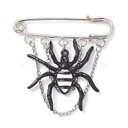 Halloween Spider Alloy Enamel Charm Brooch Pin, Iron Safety Kilt Pin, Black, 48x50.5x5mm(JEWB-TA00018)