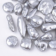 ABS Plastic Imitation Pearl Beads, Mixed Shape, Silver, 10~27x7~18x5~15mm, Hole: 1.2~1.8mm(OACR-R071-01)